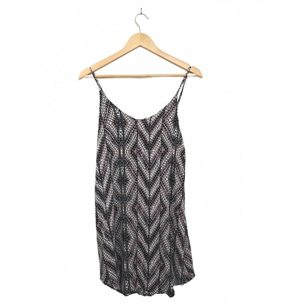 Vestique Geometric Print Lined Slip Dress Tan Black White Strappy Medium